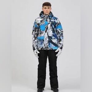 Men's Blue and Black Camouflage Jacket